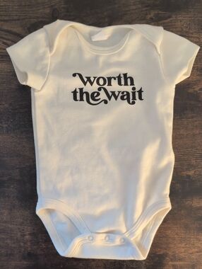 5/$25 PL Baby Worth The Wait White Baby Onesie Bodysuit 3-6M